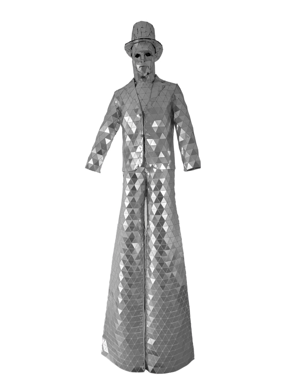 Mirrorman Costume Dance Performance Hand Sewn Stilt Walker Costume Suit for Men Women Adult