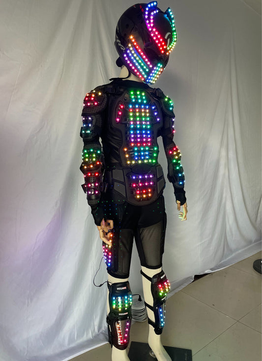 Led Robot Costume Outfit Suit Helmet LED Light Performance Stage Costume for Party Disco DJ Dancers