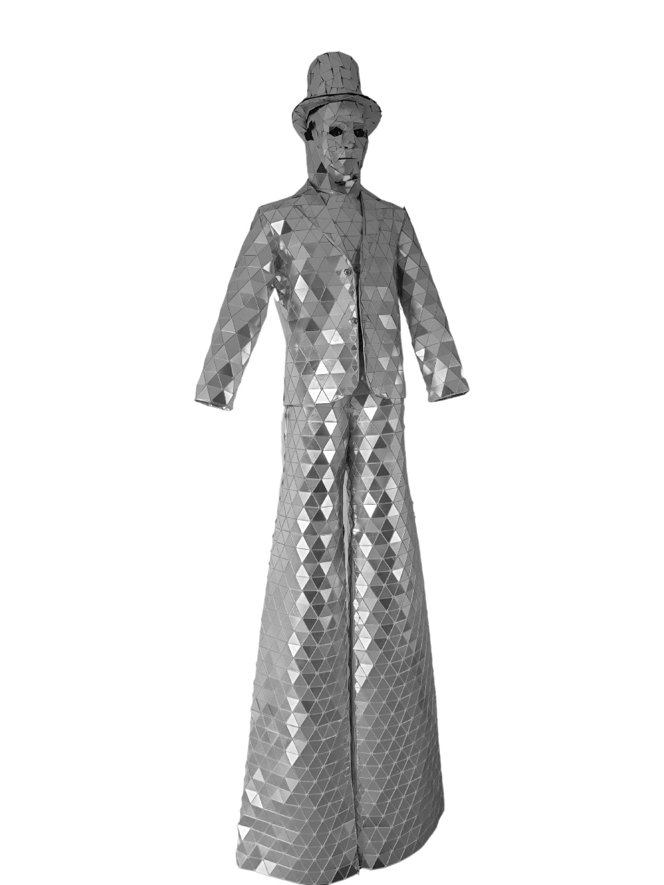 Mirrorman Costume Dance Performance Hand Sewn Stilt Walker Costume Suit for Men Women Adult