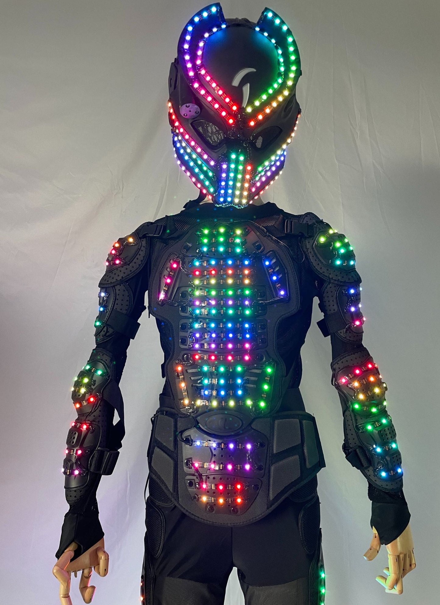 Led Robot Costume Outfit Suit Helmet LED Light Performance Stage Costume for Party Disco DJ Dancers