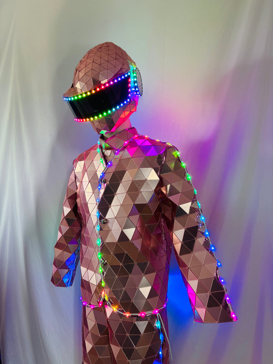 Pink  Hand Sewn LED Mirror Show Suit Stage Performance Suit