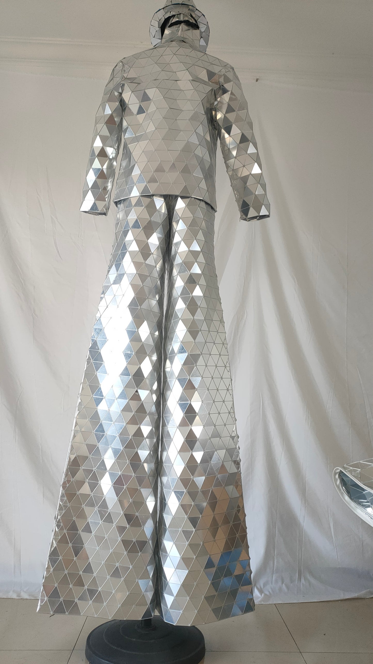 Mirrorman Costume Dance Performance Hand Sewn Stilt Walker Costume Suit for Men Women Adult