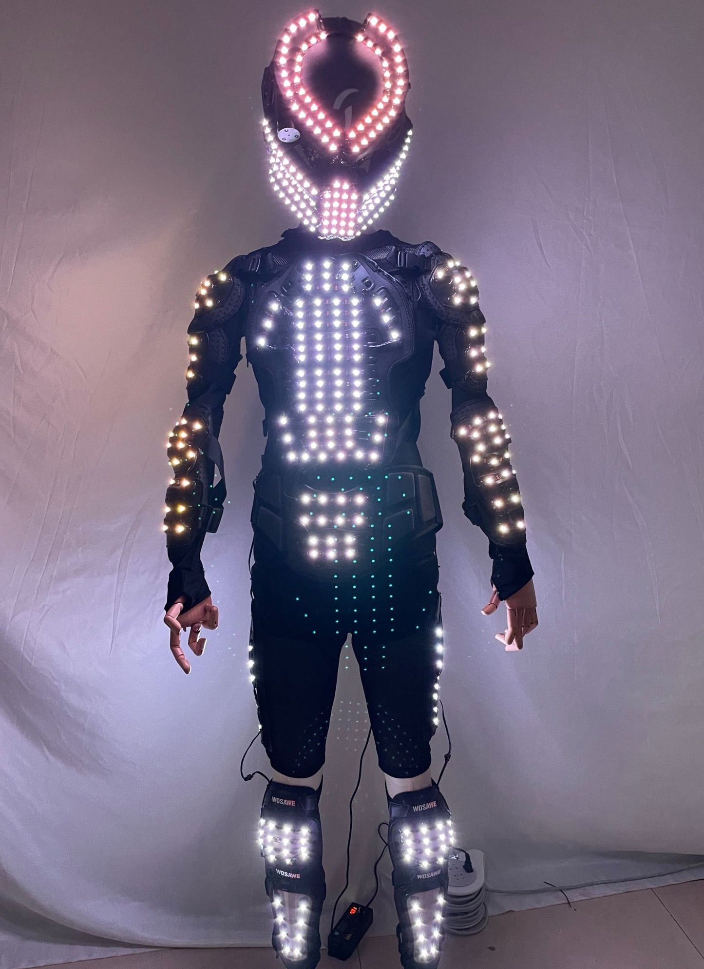 Led Robot Costume Outfit Suit Helmet LED Light Performance Stage Costume for Party Disco DJ Dancers