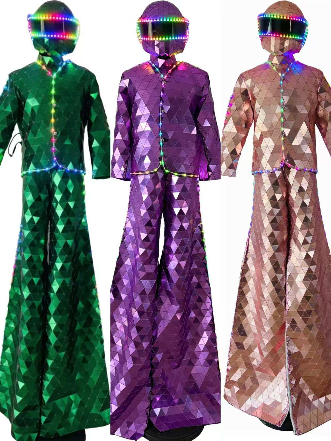 Mirror  Costume Stilts Walker led Robot suit Costume