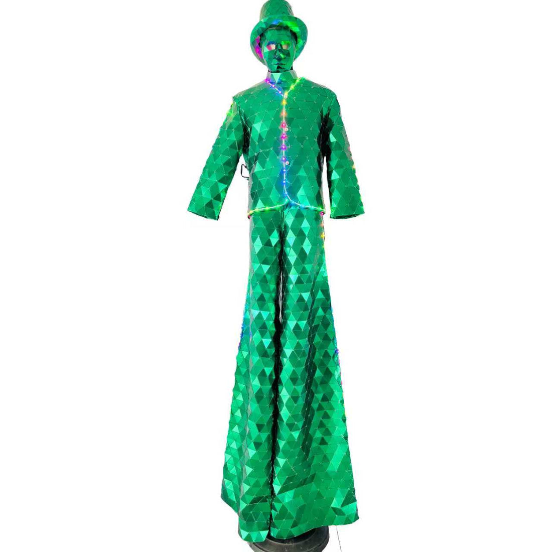 Green  Mirror  Costume Stilts Walker led Robot suit Costume