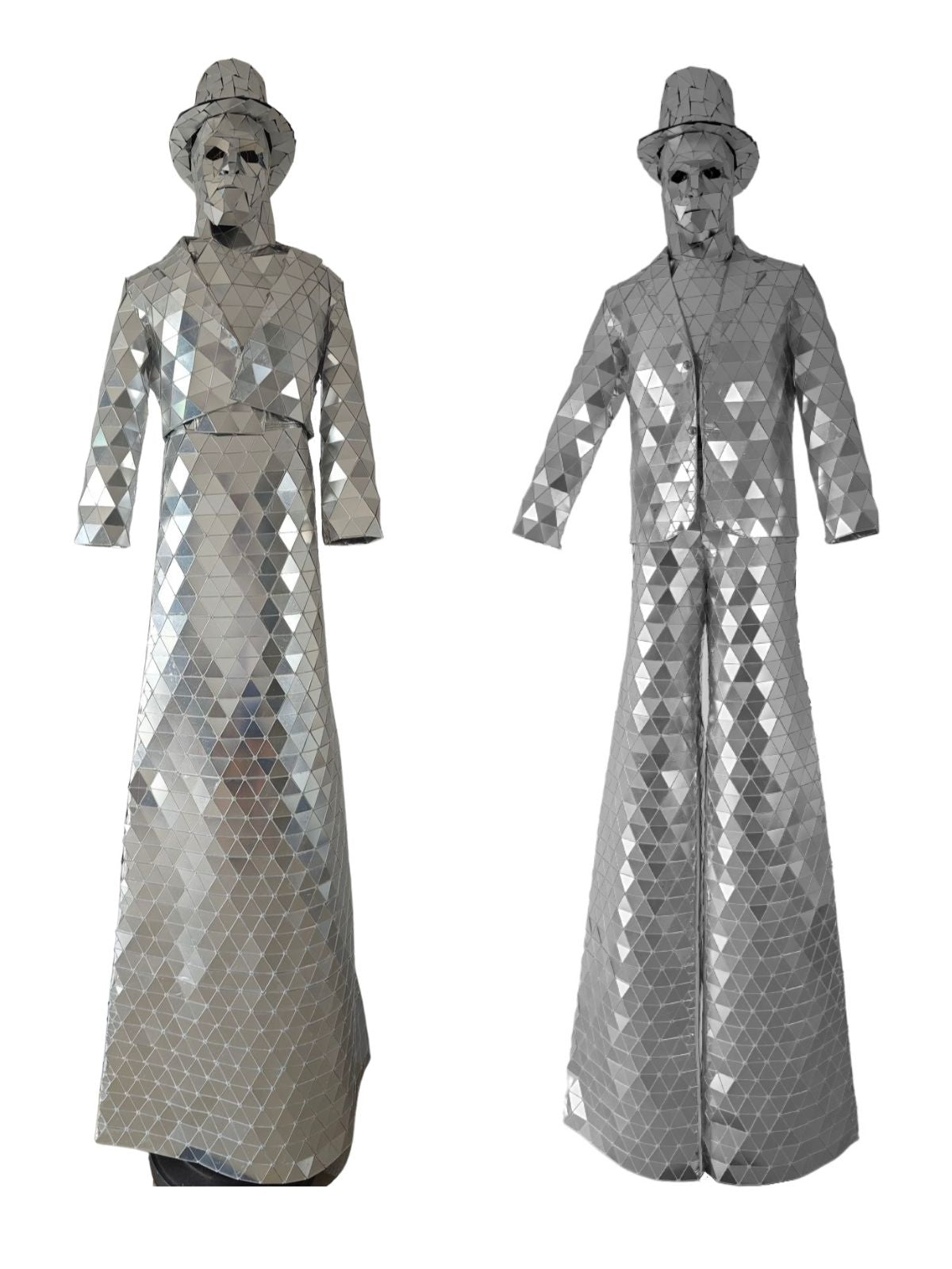 Mirrorman Costume Dance Performance Hand Sewn Stilt Walker Costume Suit for Men Women Adult