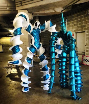 Stilts Walker Blue and white Halloween Events Holiday Rhinestone Dress Celebrate Party Show Dancer Show Mask Costume