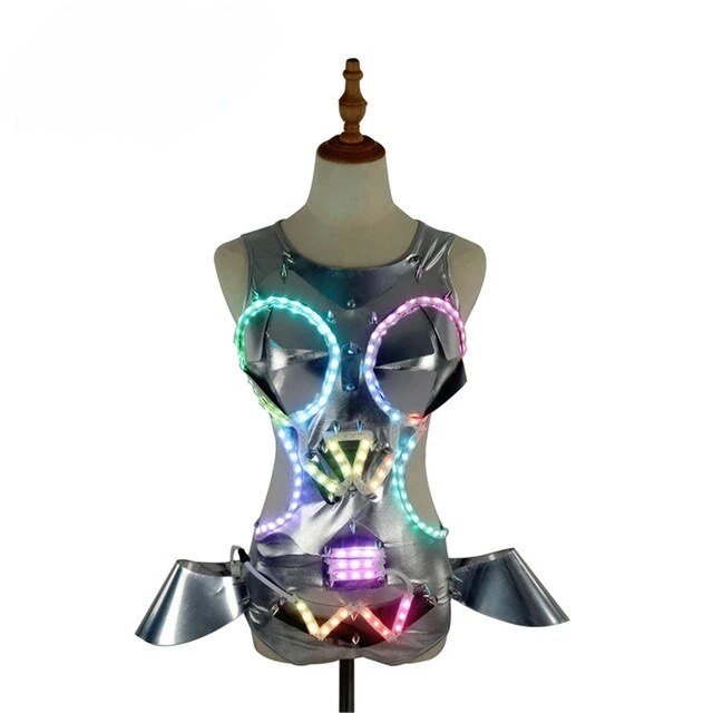 High Quality Full Color LED Luminous Party Skirts Sexy GirL LED Luminous Costumes Night Stage Singer