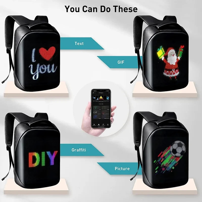 LED Backpack BLUETH Version Portable LED Advertising Backpack Magic Smart Walking Billboard APP Control Outdoor Led Display Bag