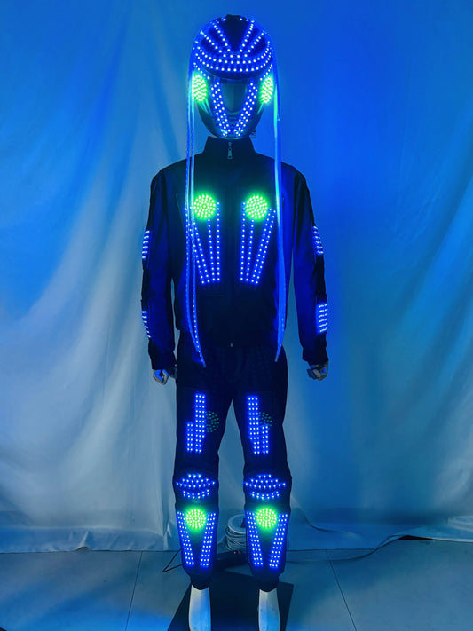 NEW LED RGB Remote Control Led Flashing Robot Suits Luminous Armor Nightclub Bar Light Show Helmet