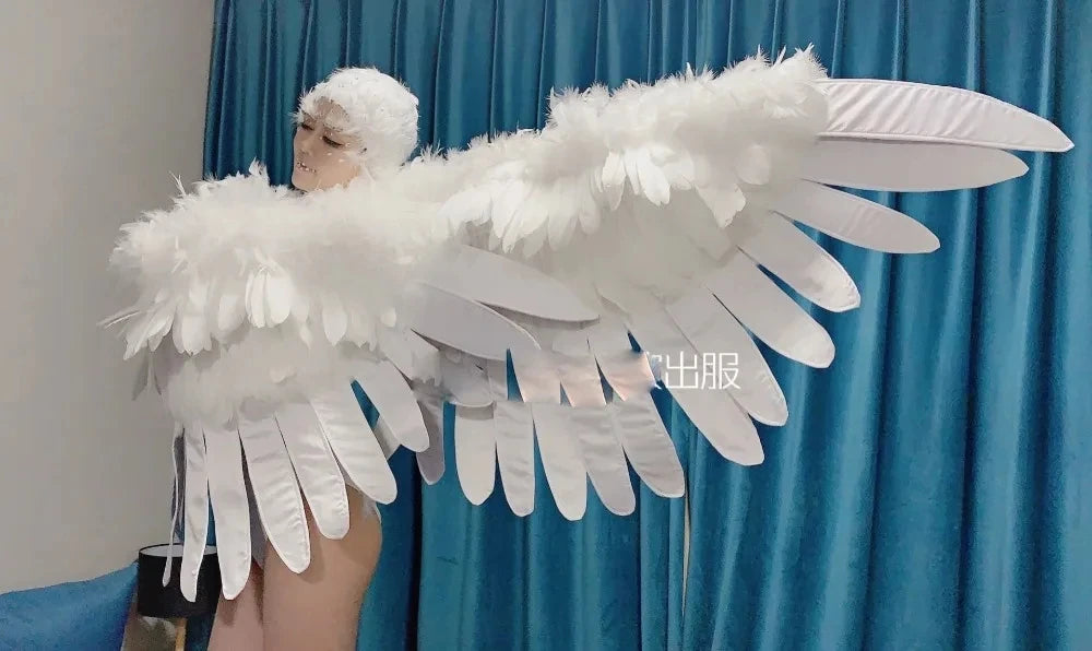 White Feather Wings Female Stage Performance Bar Costume Gogo Party Show Nightclub Dance Wear
