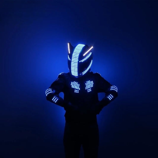 Punk Rock Lights Helmet Christmas Halloween luminous Fashion LED Armor Fluorescent Jacket Clothing