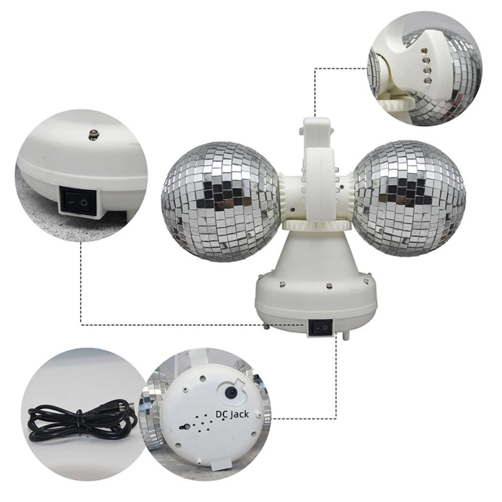 Double Silver Disco Mirror Ball Stage Lights Cosplay Props For Nightclub Party Celebratration Stage Prop Performance Show