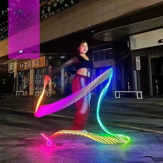 Colorful Luminous Gym Ribbons Dance Rgb Glow Led Poi Ribbon LED Rhythmic Gymnastics Ribbon For Belly Dance Hand Props