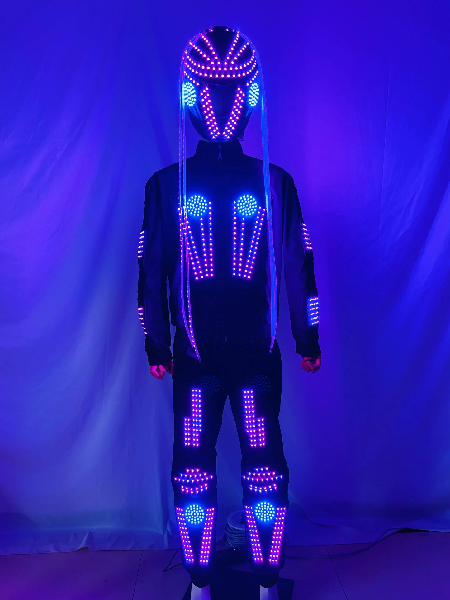 NEW LED RGB Remote Control Led Flashing Robot Suits Luminous Armor Nightclub Bar Light Show Helmet