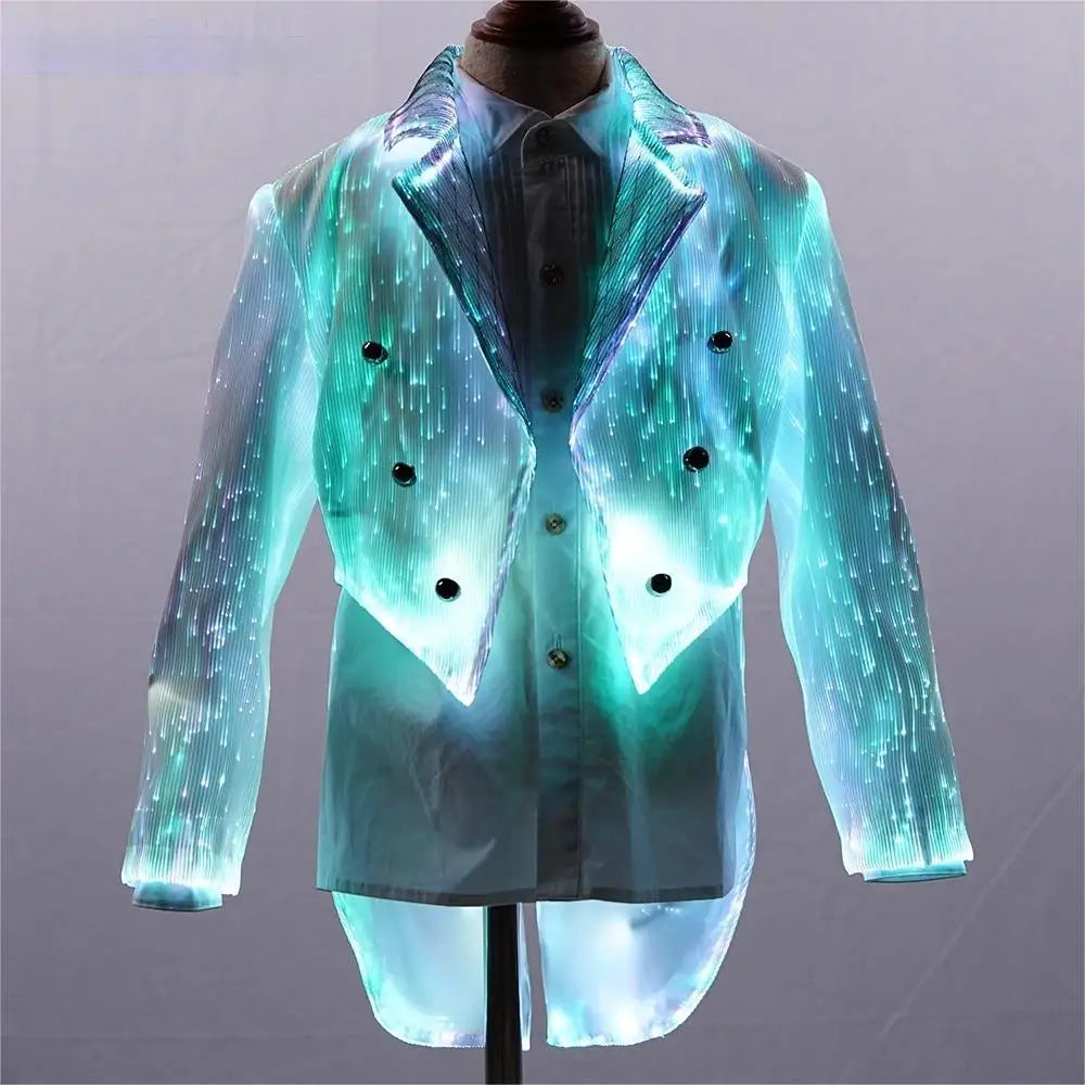 Luminous Kids Blazer Cosplay Children Jacket With Tail Fiber Optic Suit For Celebration Party