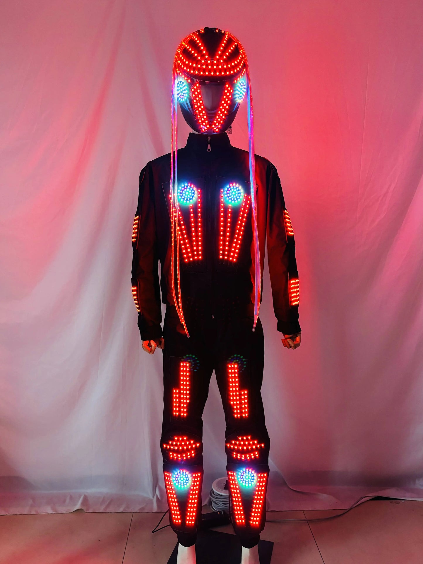 NEW LED RGB Remote Control Led Flashing Robot Suits Luminous Armor Nightclub Bar Light Show Helmet