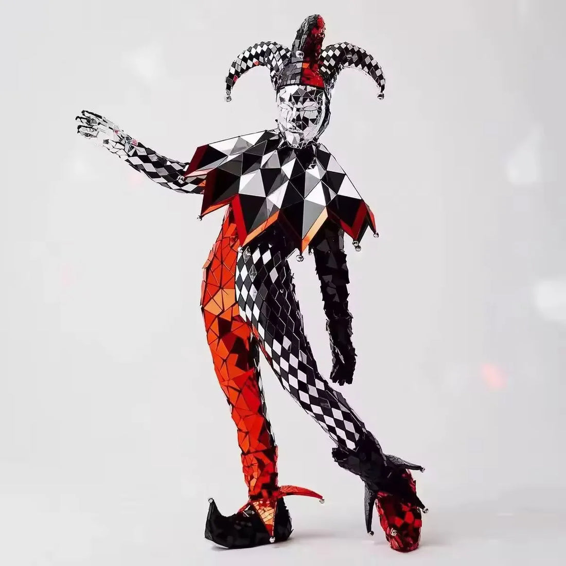 Clown Mirror Costume Silver Red Yellow Mirror Bar DS Performance Dance Jumpsuit Nightclub Stage Costumes Bar DJ Party Easter Cos