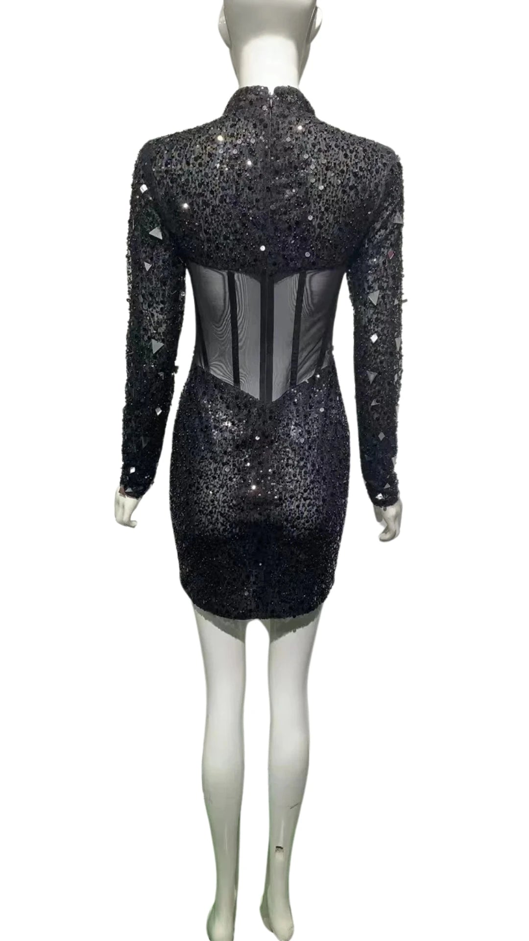 2023 New Arrival Womens Performace Long Sleeve Dress Female Beaded Costumes Nighclub Show Dance Stage