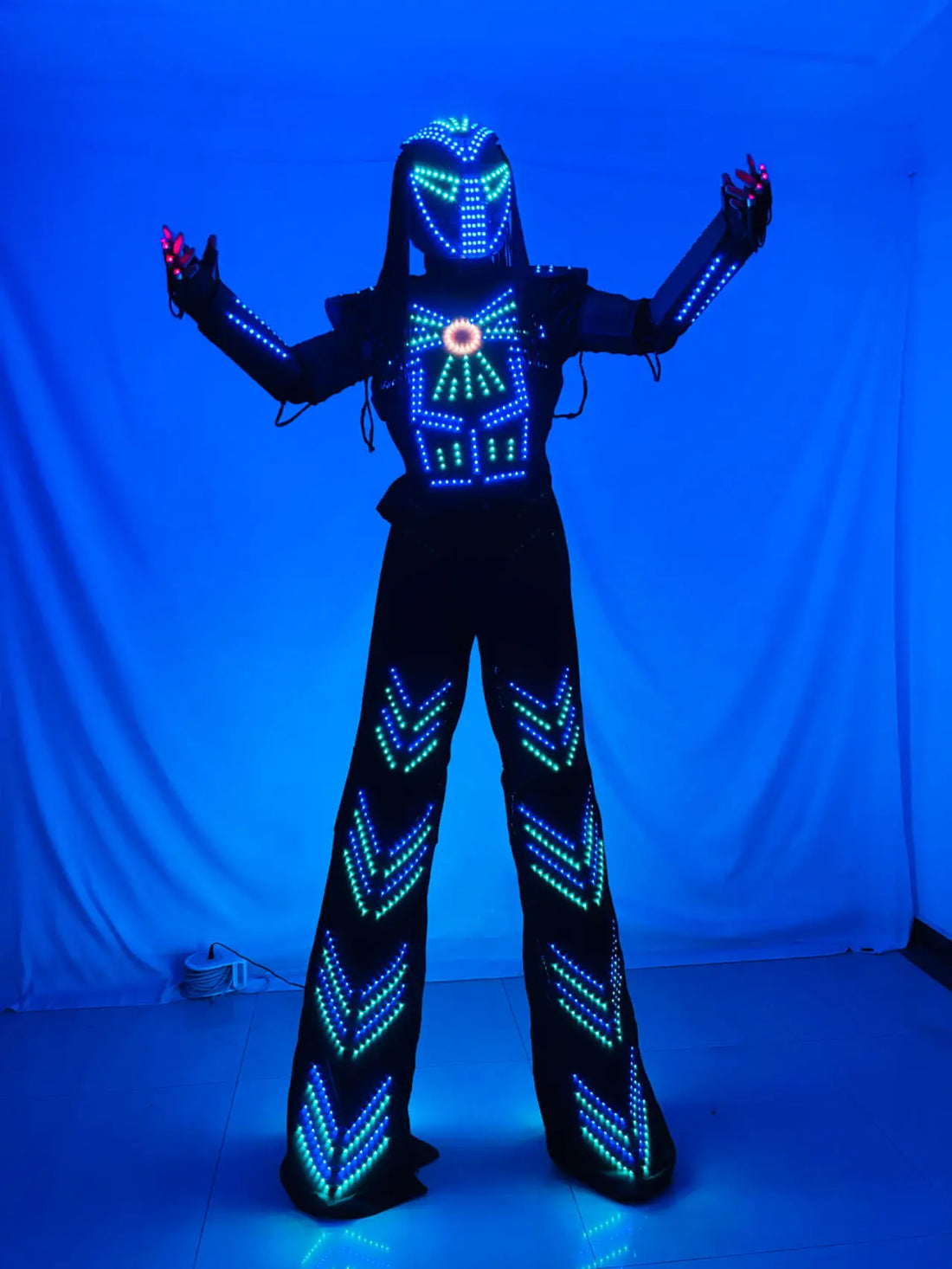 LED Stilt Walker Robot Suit Full Color Robot Costume Luminous Performance Clothing Celebration Party Show Nightclub DJ Show