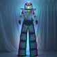 LED Full Color Robot Costume Chest Display White Silver Black Stilt Walking Luminous Suit Jacket