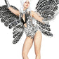Woman LED Mirror Suits Butterfly Wings Costumes