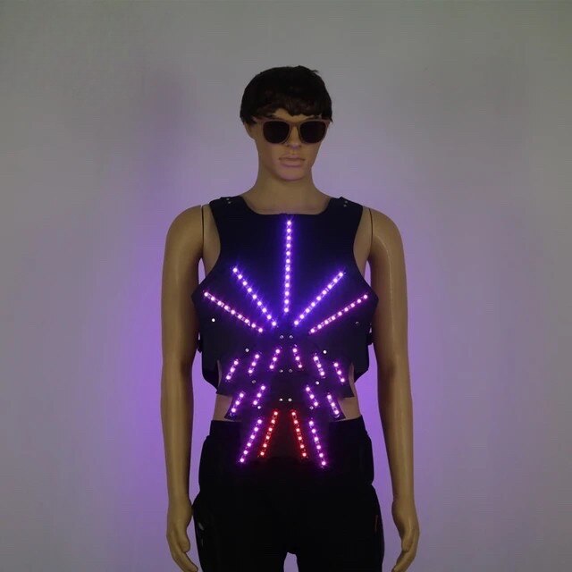 Luminous Men's Costumes Personality LED Lit Vest Halloween Gifts Bar Nightclub Stage Show Props