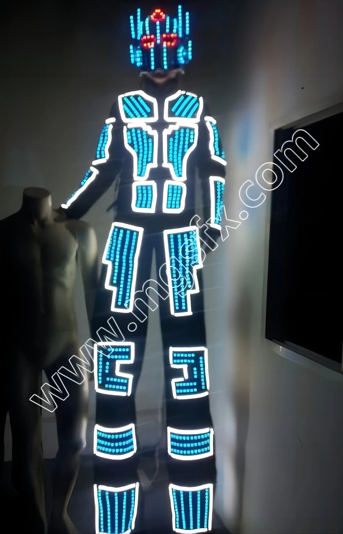 LED Light Stilts Walker Robot Suit Luminous Rangers Costumes Halloween Men Clothes Bar Party
