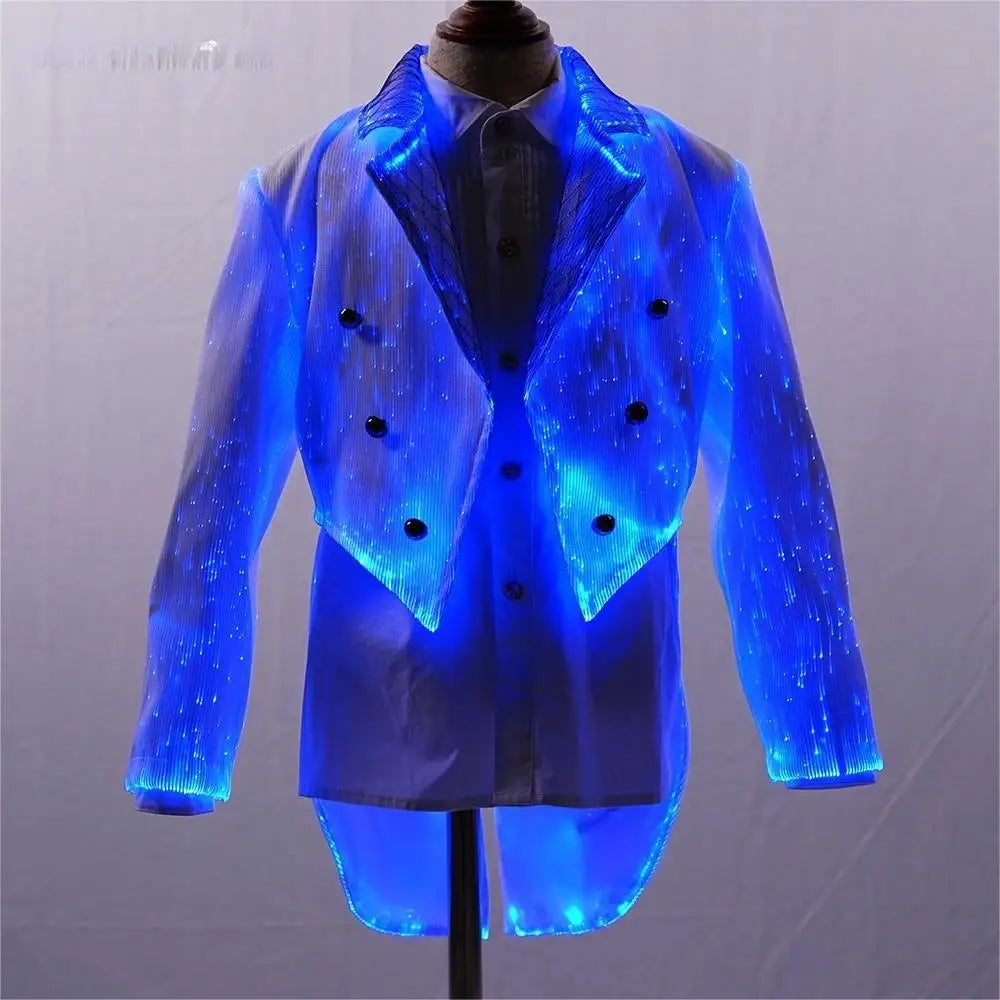 Luminous Kids Blazer Cosplay Children Jacket With Tail Fiber Optic Suit For Celebration Party