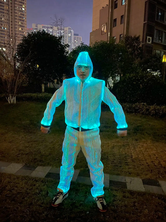 Optic Fiber Costume Suits Luminous Clothing LED Tron Costume For Stage Performance Celebration Dancing Entertainmnet Events