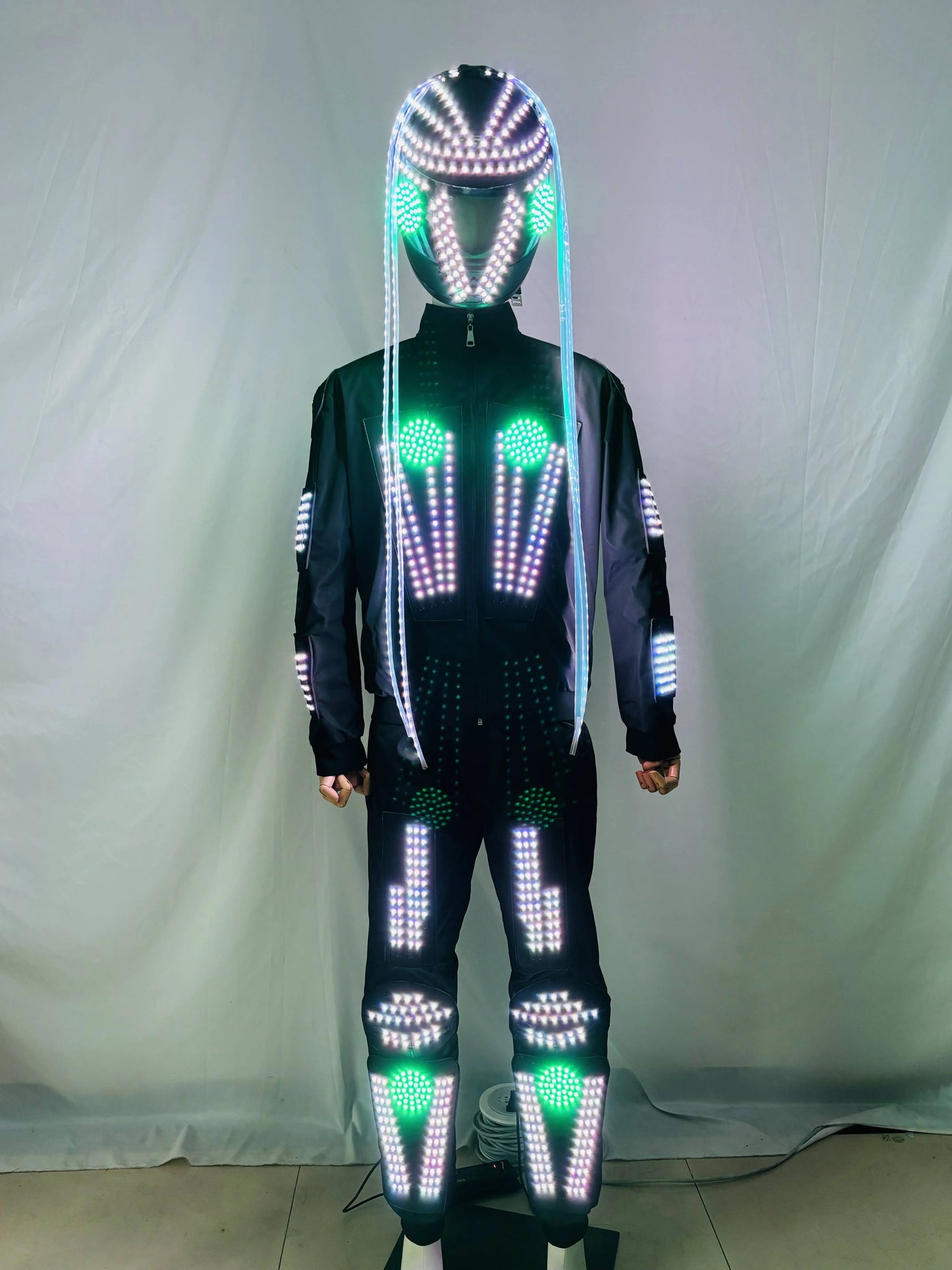 NEW LED RGB Remote Control Led Flashing Robot Suits Luminous Armor Nightclub Bar Light Show Helmet