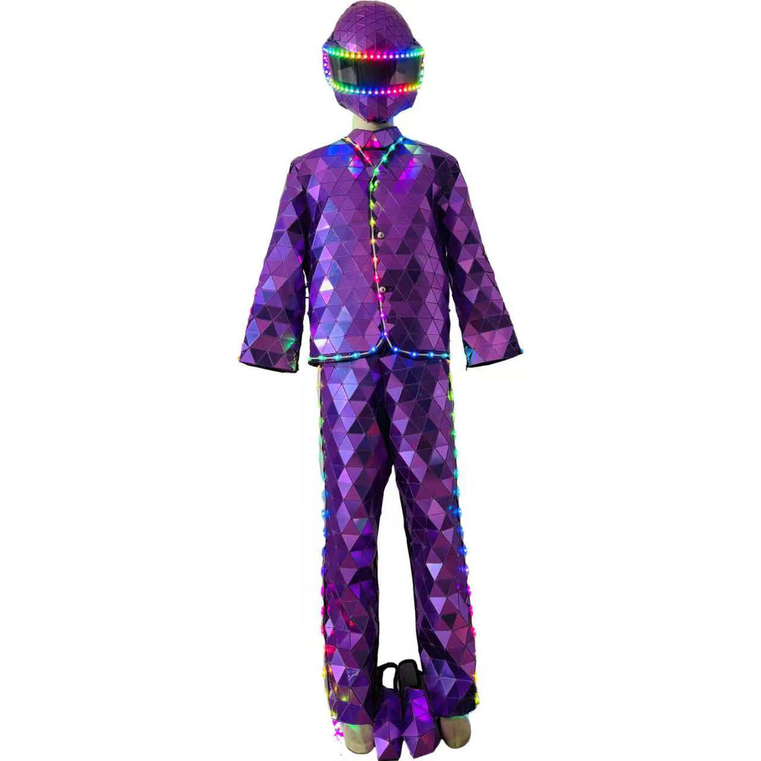 Purple Hand Sewn LED Mirror Show Suit Stage Performance Suit