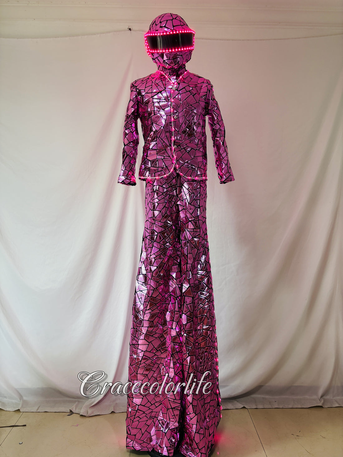 Earthradius LED Stilt Walker Mirror Men Robot Costume Pink Glass(LED MIRROR 2)