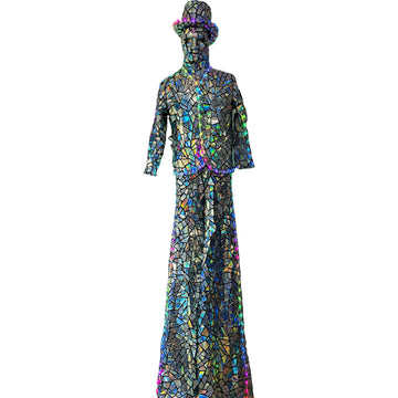 Stilts Robot Shiny Mirror Sequin Fabric Performance Wear for Stage Shows (LED MIRROR 5)