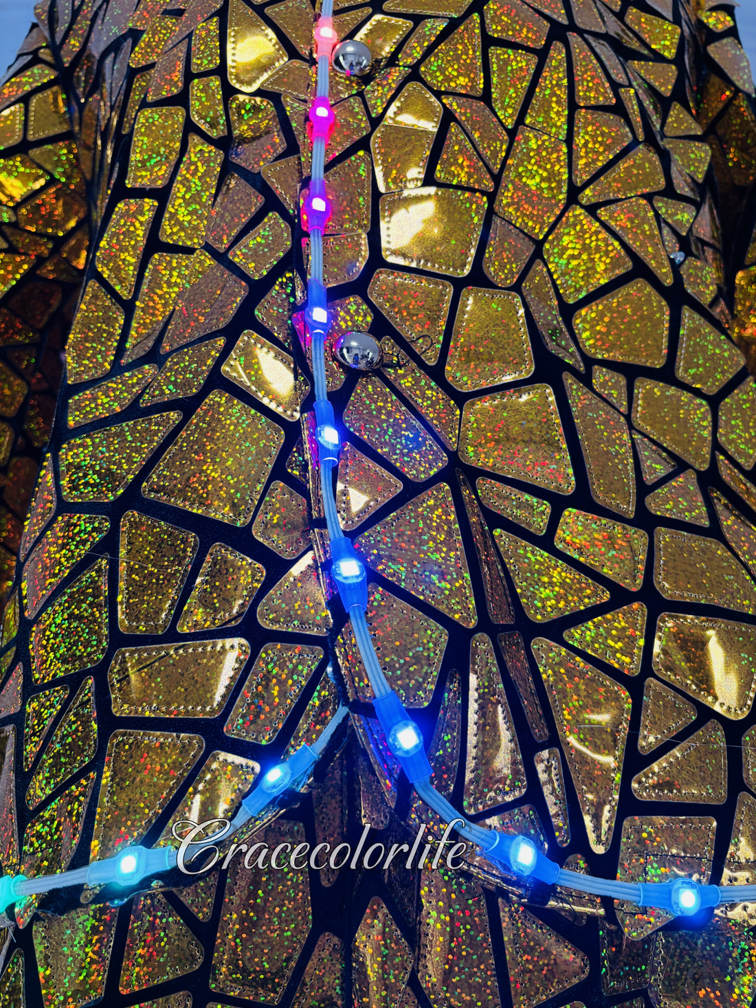 LED Stilts Walker Mirror Costumes Golden Man Show Suit Stage Performance(LED MIRROR 4)