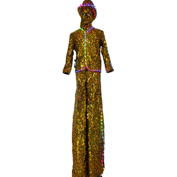 LED Stilts Walker Mirror Costumes Golden Man Show Suit Stage Performance(LED MIRROR 4)