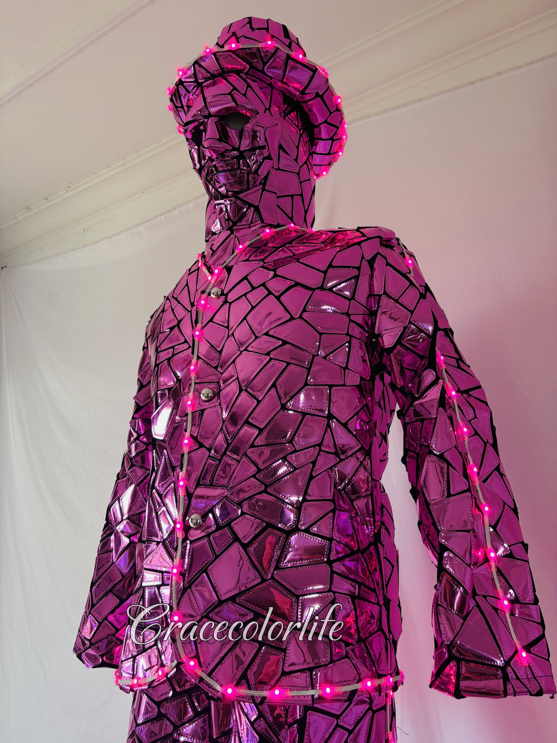 LED Stilts Walker Mirror Costumes Pink Man Show Suit Stage Performance(LED MIRROR 1)