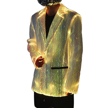 Flashing Rave Fiber Optic Glowing Festival Luminous Glow LED Light Wedding Jacket Suit Men Party Blazer Luminous Coat