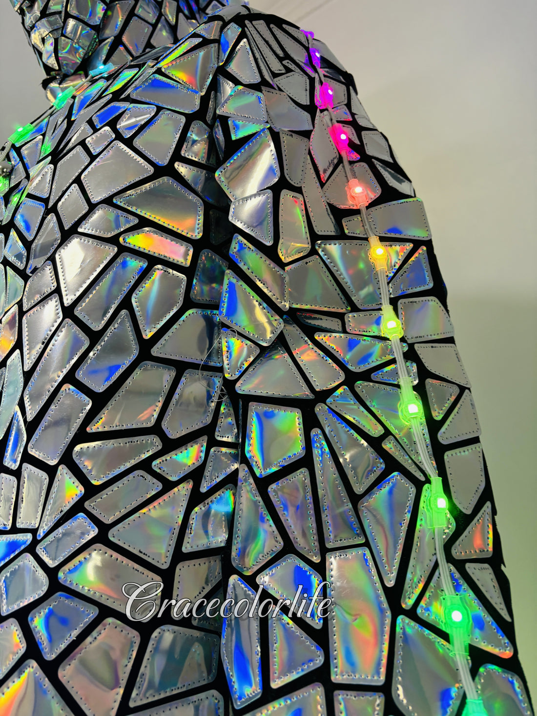 Stilts Robot Shiny Mirror Sequin Fabric Performance Wear for Stage Shows (LED MIRROR 5)