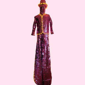 LED Stilts Walker Mirror Costumes Pink Man Show Suit Stage Performance(LED MIRROR 1)