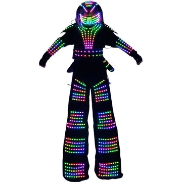 Colorful LED Luminous Robot Dance Wear Unisex Kryoman and David Guetta Stilt Suit for Adults for Performance and Events