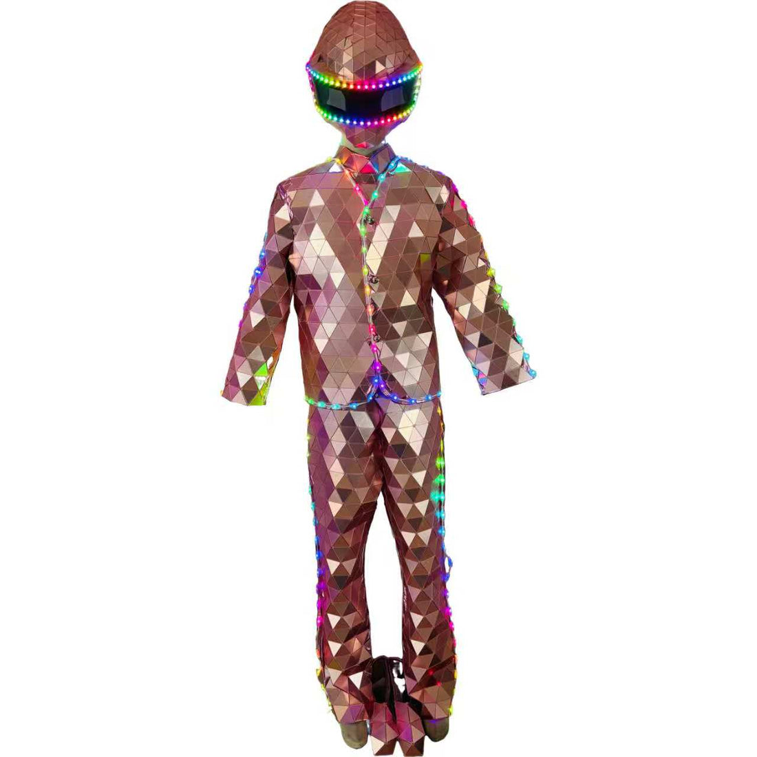 Pink  Mirror  Costume Stilts Walker led Robot suit Costume