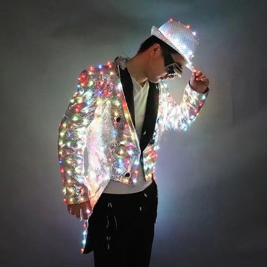 LED Tuxedo magician Party Host Luminous Costumes