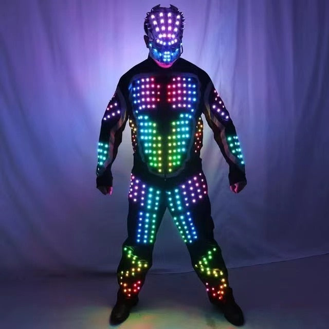 Digital LED Luminous Armor Light Up Jacket Glowing Costumes Suit