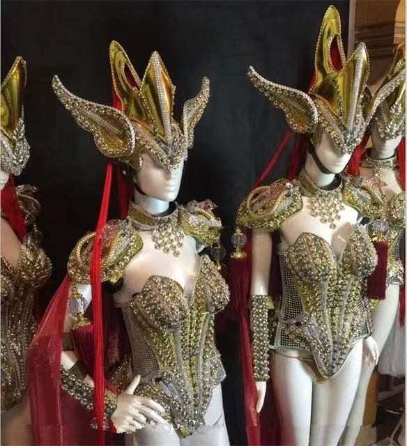 Chinese Style Catwalk Models Dress Led Luminous Ballroom Costume