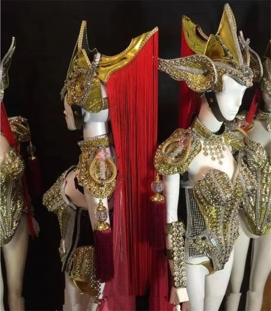 Chinese Style Catwalk Models Dress Led Luminous Ballroom Costume