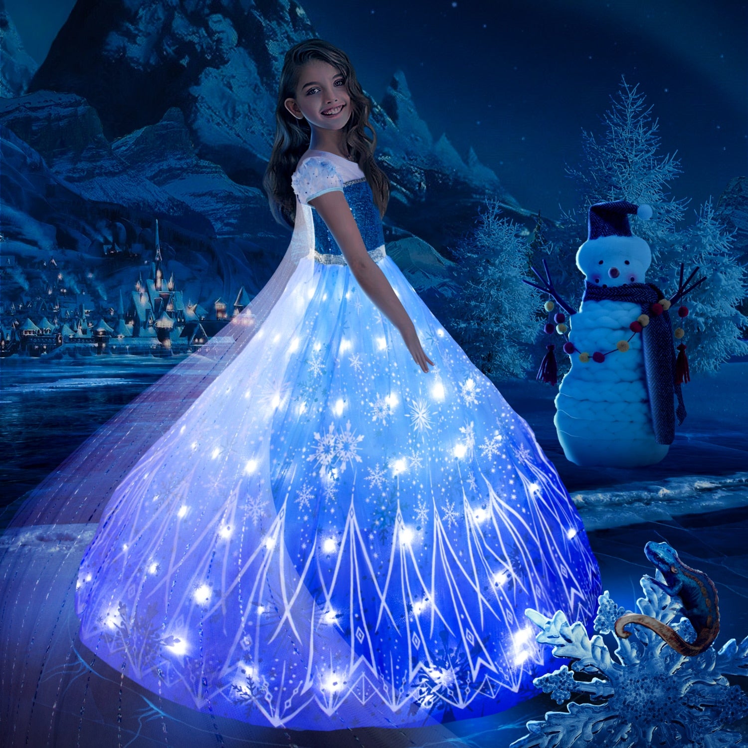 Frozen Princess Elsa LED Light Up Dress for Girls Kids Frozen Princess Elsa LED Light Up Dress for Girls Kids