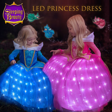 Sleeping Beauty Aurora Princess LED Dress for Girls Kids