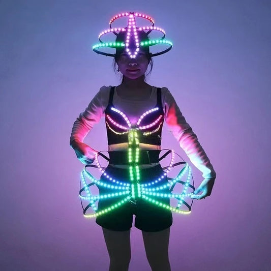 Party Dancing Glowing Tutu Bra Lead Dancer Luminous Clothing Suits