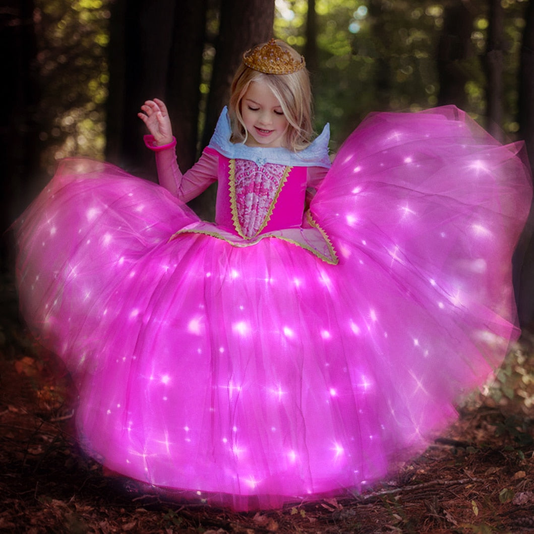 Sleeping Beauty Aurora Princess LED Dress for Girls Kids